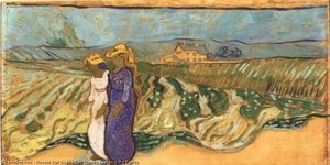 Two Women Crossing The Fields — Vincent Willem Van Gogh, Post-impressionism