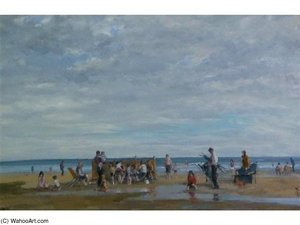 'beach Scene, Llandudno', With Holiday Makers — Robert Dudley