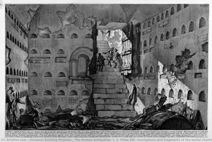 The Roman Antiquities, T. 2, Plate Xvi. Inscriptions And Fragments Of The Burial Chambers Of The Family Arrunzia (figures Carved From Barbault) — Giovanni Battista Piranesi