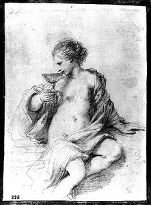 A Woman Drinking From A Cup — Guercino