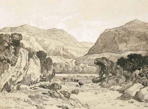 Cattle Grazing In A Mountainous Landscape — John Sell Cotman