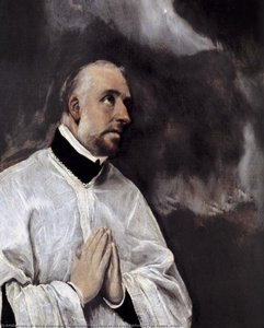 Christ On The Cross Adored By Two Donors (detail) — El Greco