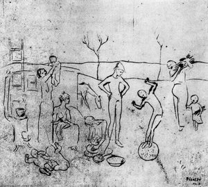 Los Saltimbanquis (sketch) — Pablo Picasso, Cubist Expressionism