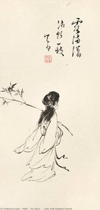 Lady With Bamboo Branch — Puru ( Pu Xinyu)