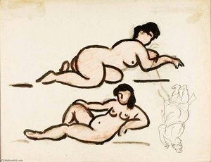 Two Reclining Female Nudes — Carl Newman