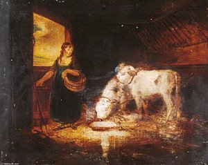 A Girl With Two Calves — George Morland