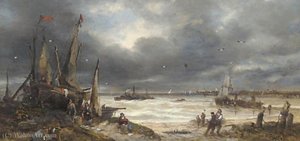 Fisherfolk working on the shore