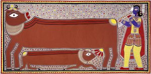 Krishna And Cow — Bauwa Devi