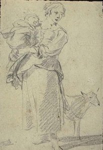 Peasant Carrying His Child In Her Arms — Nicolaes Pietersz Berchem