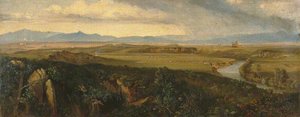 View In The Campagna, Rome (with A River) — Edward Lear
