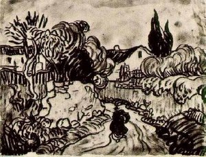 Landscape With Houses Among Trees And A Figure — Vincent Willem Van Gogh, Post-impressionism