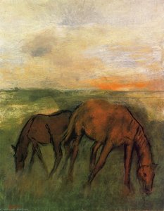 Two Horses In A Pasture — Edgar Degas, Impressionism