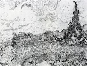 Wheat Field With Cypresses At The Haude Galline Near Eygalieres — Vincent Willem Van Gogh, Impressionistic Landscape