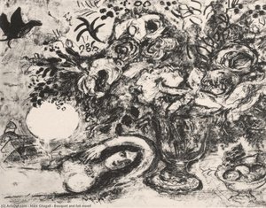 Bouquet And Full Moon — Marc Chagall, Expressionist Fantasy