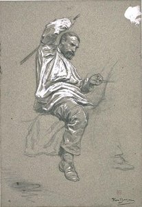 Man Sitting Astride, Holding The Reins In The Left Hand — Rosa Bonheur