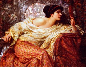 The Mirror — Sir Francis Bernard (frank) Dicksee, Pre-raphaelite