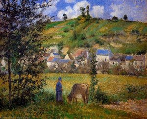 Landscape At Chaponval — Camille Pissarro, Impressionistic Landscape