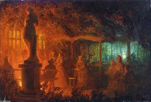 A Study For 'soiree De Feux De Bengale Au Vaux-hall, Parc De Bruxelles' — Petrus Van Schendel
