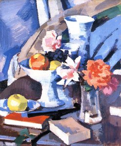 Still Life, Roses And Book — Samuel John Peploe