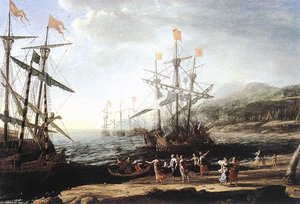 Marine With The Trojans Burning Their Boats — Claude Lorrain (claude Gellée), Baroque Landscape