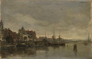 De Schreierstoren Met De Brug Over De Gelderse Kade Te Amsterdam — Jacob Henricus Maris