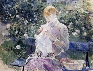 Pasie Sewing In Bougival's Garden — Berthe Morisot