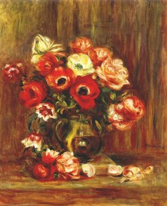 Still Life With Anemones — Pierre-auguste Renoir, Impressionism