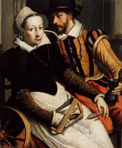 Man And Woman By The Spinning Wheel — Pieter Pietersz