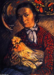 Seated Farmer's Wife With A Chicken In Her Lap — Franz Marc