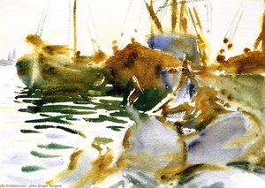 Venice, Sunset (also Known As Fishing Boats, Venice, Sunset) — John Singer Sargent, Impressionism