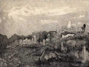 Italian Hill Town, (painting) — Arthur B. Davies, Romantic Landscape