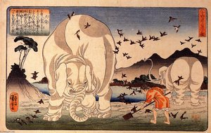 Thaishun With Elephants — Utagawa Kuniyoshi