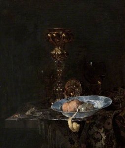 Still Life Silver Gilt Goblet And Bowl Of Fruit — Willem Kalf