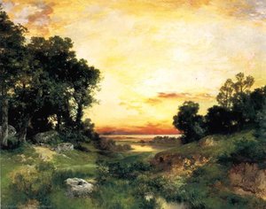 Sunset, Long Island Sound — Thomas Moran, Romanticism