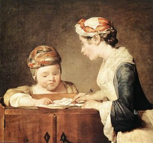 The Young Schoolmistress — Jean-baptiste-siméon Chardin