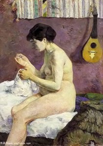 Study Of A Nude (suzanne Sewing), Ny Glyptotek — Eugène Henri Paul Gauguin