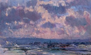 The Seine And The Faubourt Saint-server, Sky Study — Albert-charles Lebourg