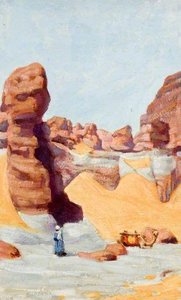 Valley With An Arab And A Resting Camel — Myrtle Broome