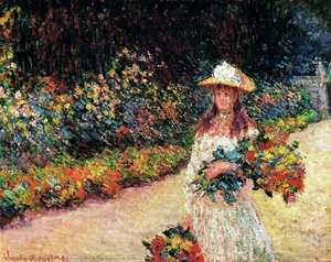 Young Girl In The Garden At Giverny — Claude Monet, Impressionism