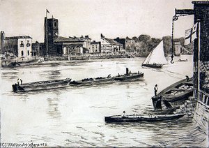 Chelsea Old Church From Battersea — Walter Greaves