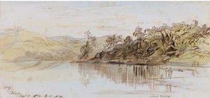 View Over The Lake, Kandy, Ceylon — Edward Lear