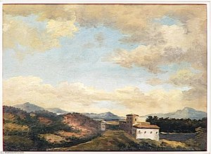 A La Villa Farnese Arbres Et Fabriques — Pierre-henri De Valenciennes, Romantic Landscape Painting