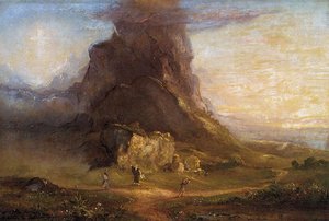 The Cross And The World: Study For 'two Youths Enter Upon A Pilgrimage - One To Cross The Other To The World — Thomas Cole