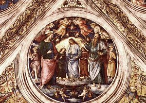 Christ Between The Baptist And The Satan Disguised As An Old Man — Vannucci Pietro (le Perugin)