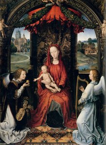 Madonna Enthroned With Child And Two Angels — Memling, Hans