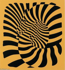 Zebra Couple (orange) — Victor Vasarely, Op-art