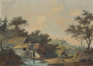 A Landscape With A Water Mill Creek Near — Joseph Augustus Knip
