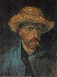 Self Portrait with Straw Hat and Pipe