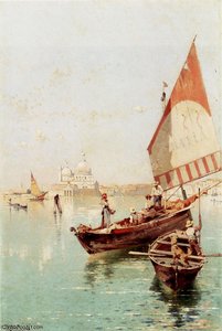 Sailboat In A Venetian Lagoon — Franz Richard Unterberger