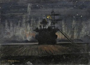 Hms 'pursuer' View Of An Island Against The Aurora Borealis — Stephen Bone